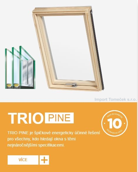 RoofLITE Trio pine dřevěné střešní okno s trojskly